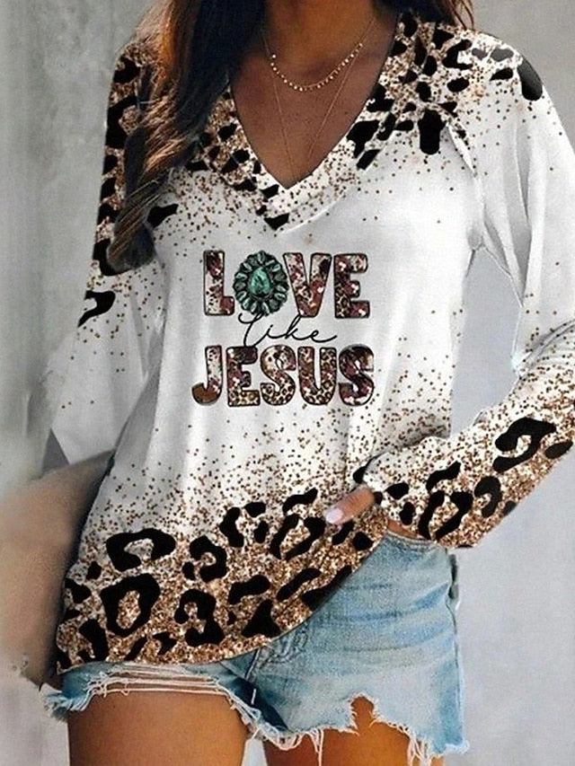 Women's T Shirt Print Graphic Leopard Vintage Stylish