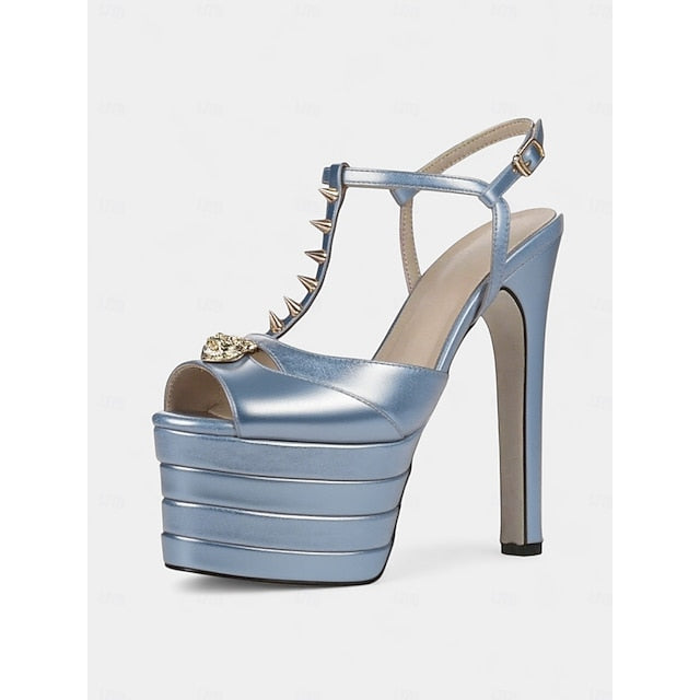 Women's Metallic Heels Platform Edgy and High - Gold Silver