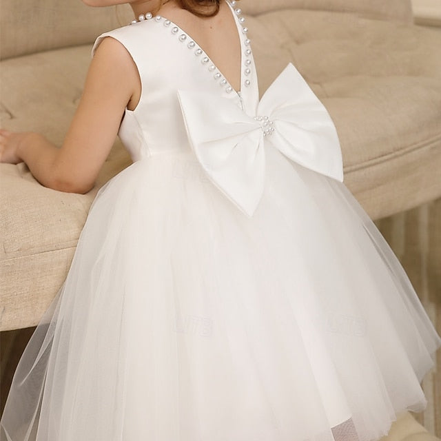 Wedding Dress Color Solid Sleeveless Party Kids Girls'