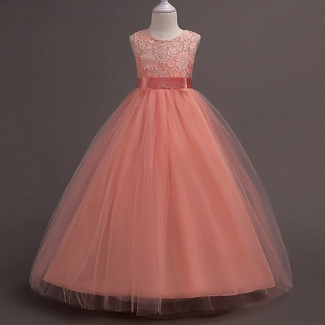 Cosplay Kids Girls' Party Solid Dress Color