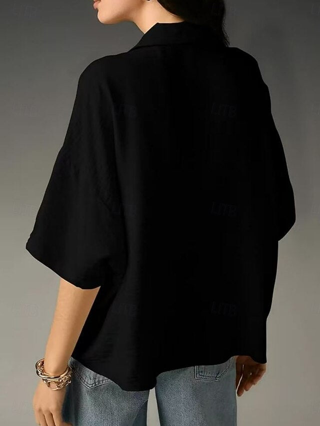 Women's Shirt Blouse Plain Stylish Classic Modern Short