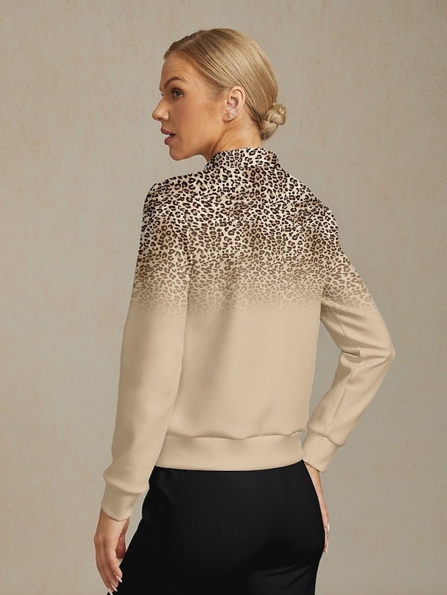 Women's Golf Pullover Sweatshirt Khaki Long Sleeve Top