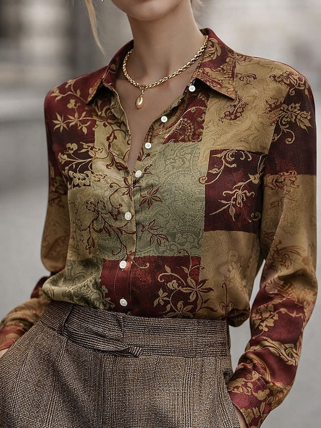 Women's Shirt Buttons Print Graphic Elegant Stylish Classic
