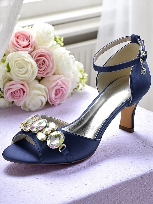 with Women's Strap Ankle Toe Heels Satin Black and Open