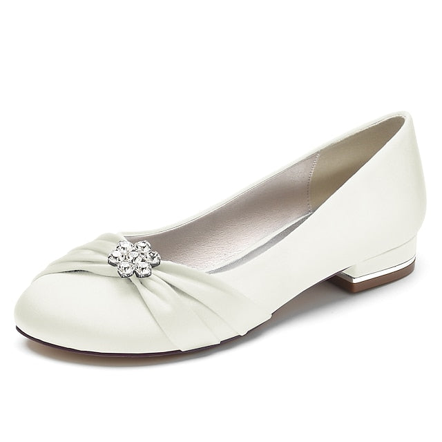 with Satin Wedding Light Women's Rhinestone Flats Blue