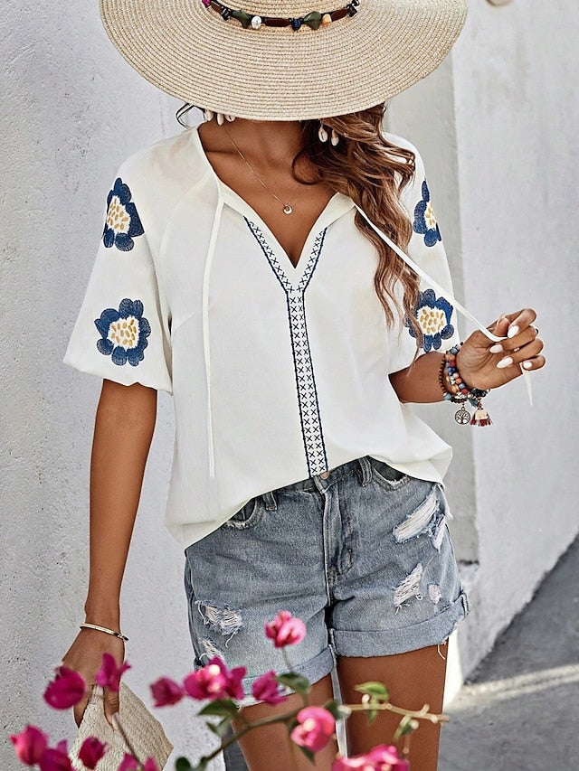 Women's Popover Shirt Summer Shirt Casual Shirt Blouse