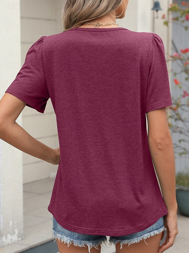 Women's T Shirt Tee Top Ruched Plain Fashion Stylish