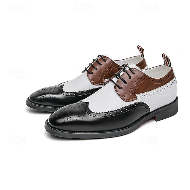 Oxford Men's Brown with and Shoes Wingtip White
