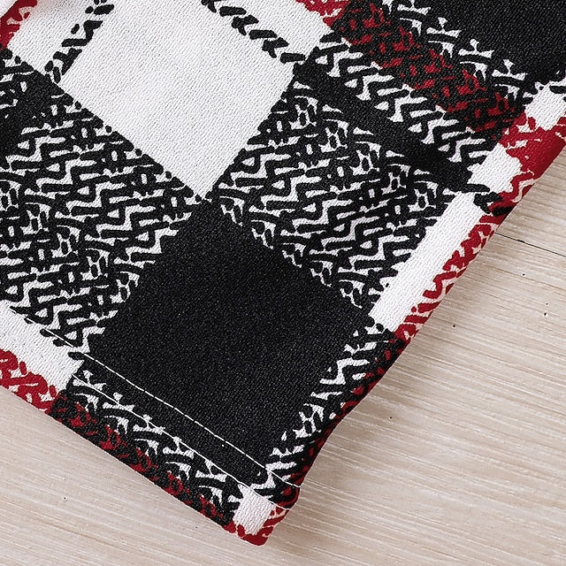 Color Block Pieces Long Girls' Suits Set Dress Kids 2