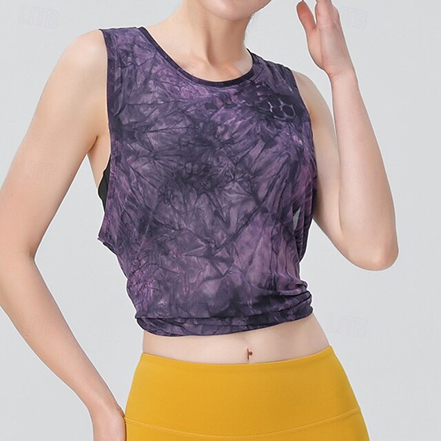 Women's Tie Dye Tank Top Workout Tops Loose Fit Elastic
