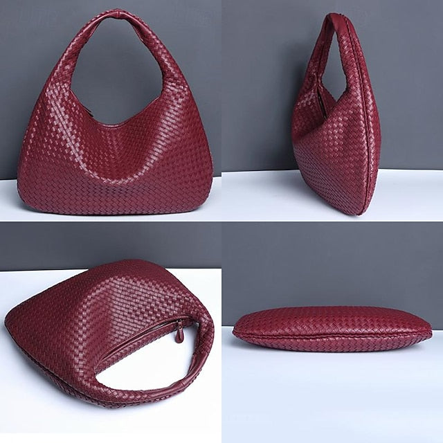Hobo Leather Burgundy Women's Bag – Woven Faux Chic