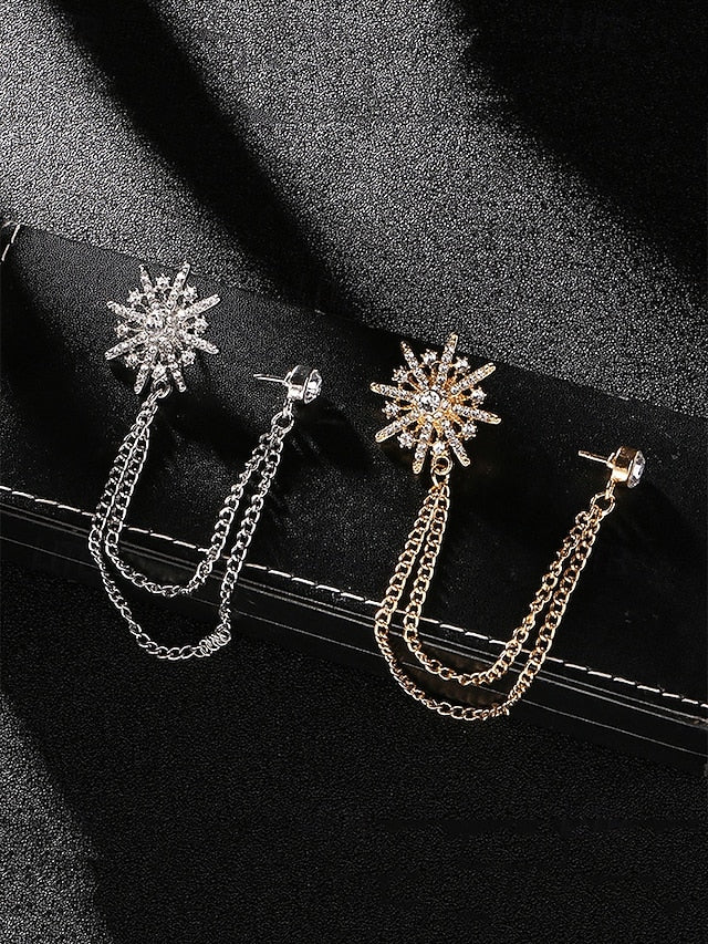 Pin Lapel Crystal Chains – Gold with Elegant Stylish Star