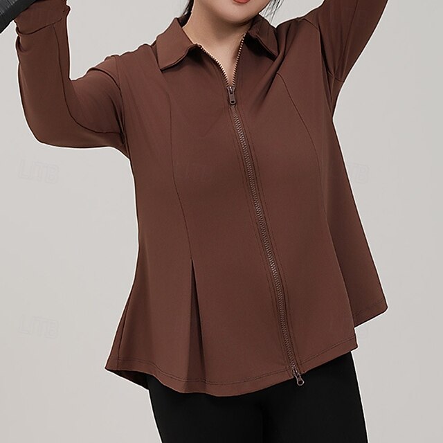 Women's Yoga Jacket Workout Outfits Lapel Lightweight Full