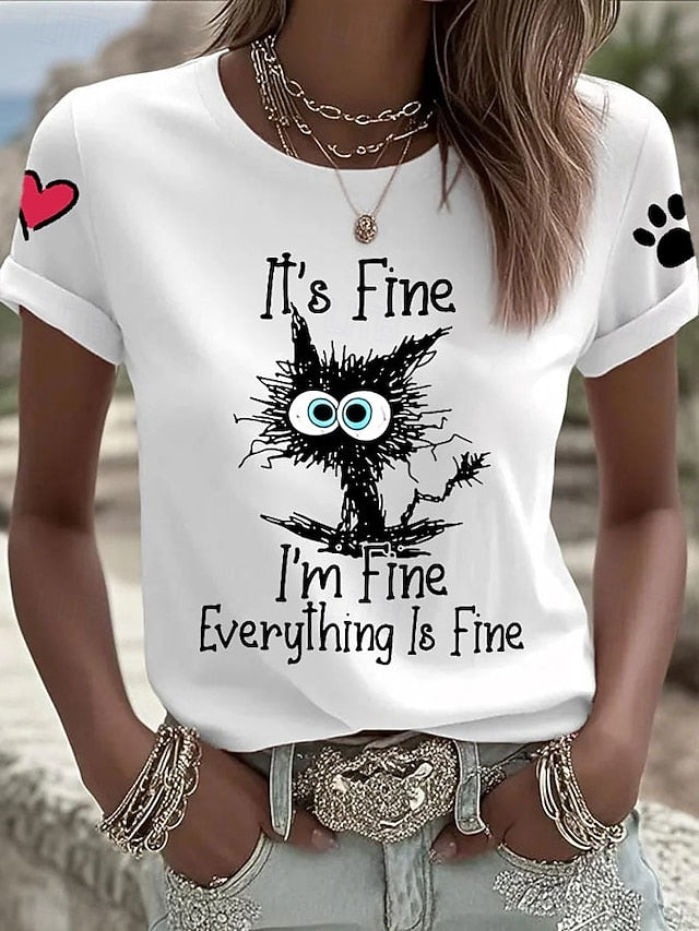 Women's T Shirt Print Graphic Letter Vintage Fashion