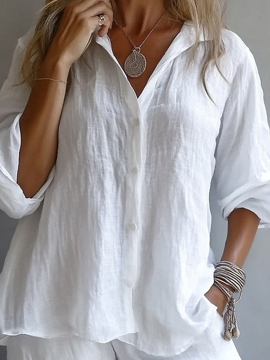 Women's Shirt Blouse Buttons Asymmetric Plain Elegant