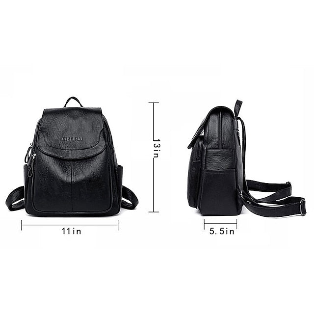 Faux Backpack Leather with Women's Burgundy Flap Closure