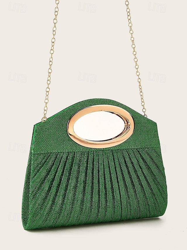 Evening Clutch Handle Bag with Gold Women's Glitter