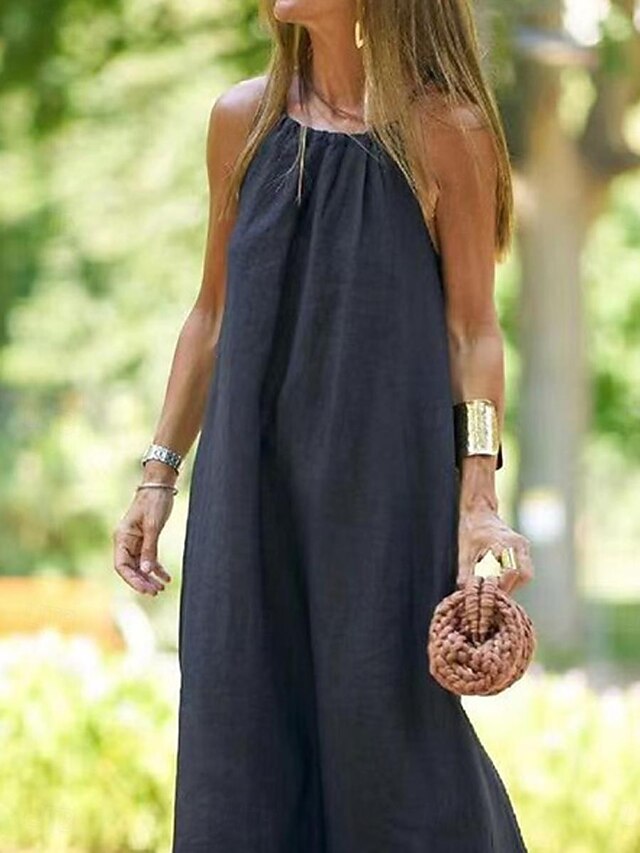 Women's Black Brown Summer Spring Maxi long Dress Cotton
