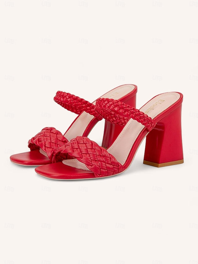 Party Heeled Mules Sandals Braided Women's Wedding Vacation