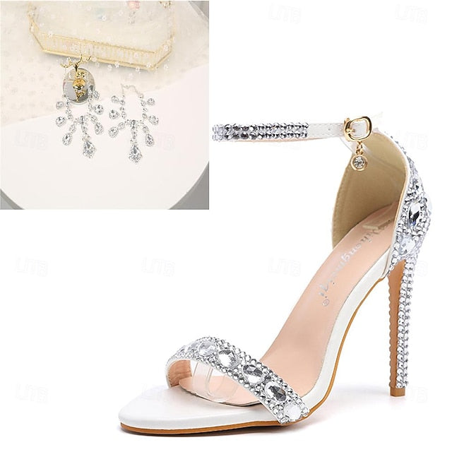 Matching Stiletto Green Ankle Heels Rhinestone Women's with