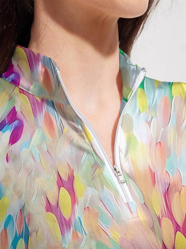 Women's Golf Polo Shirt Yellow Short Sleeve Top Ladies Golf