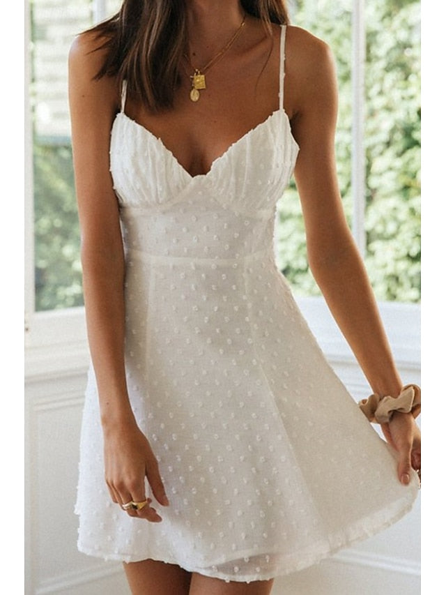Women's Mini Dress White Dress Graduation Dress Slip Dress
