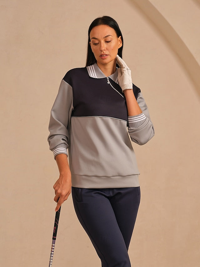 Women's Golf Pullover Sweatshirt Dark Grey Long Sleeve Top