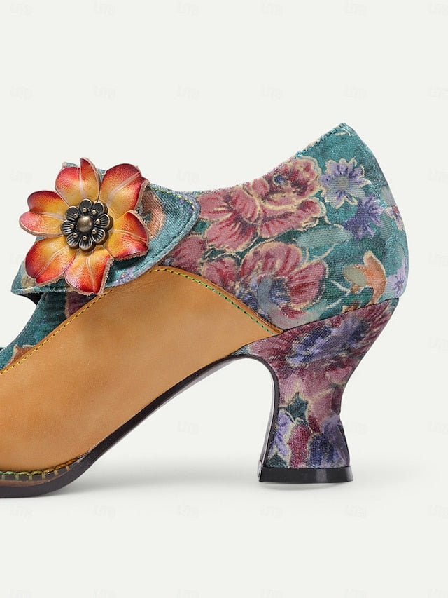 Heels Mary 1930s – Jane Floral Leather Vintage Women's