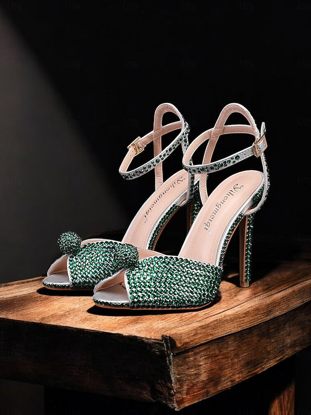 with Stiletto Embellished Heel Rhinestone Sandals Women's