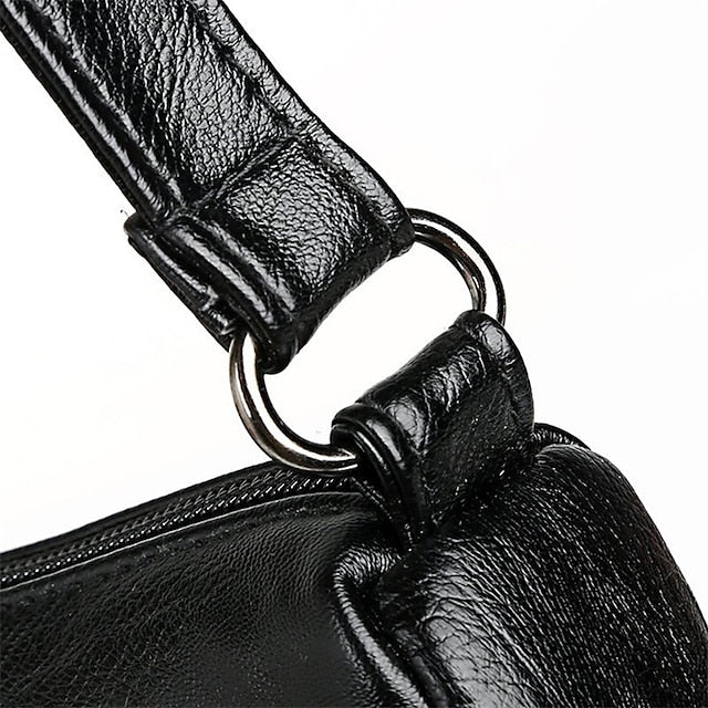 Schwarze Umhängetasche aus Kunstleder im stilvollen Stil – Damen