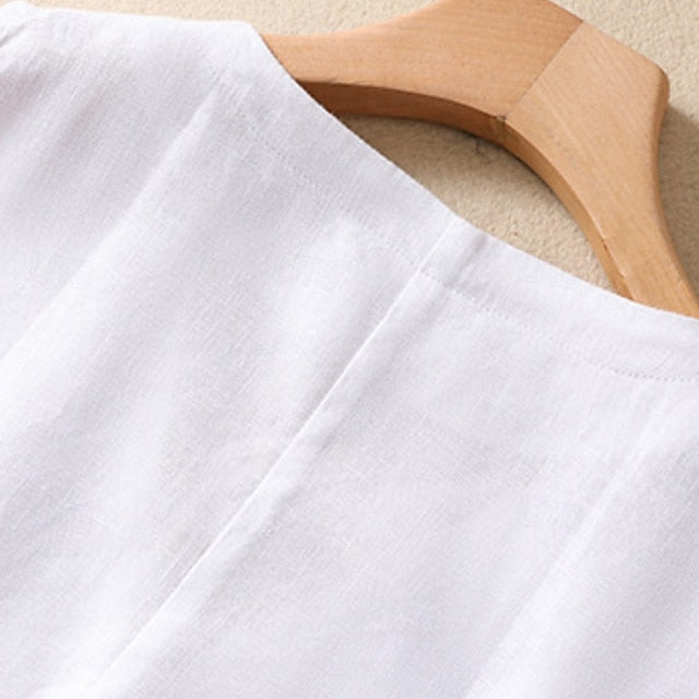 Women's Faux Cotton Linen Plain Modern Casual Sleeveless V