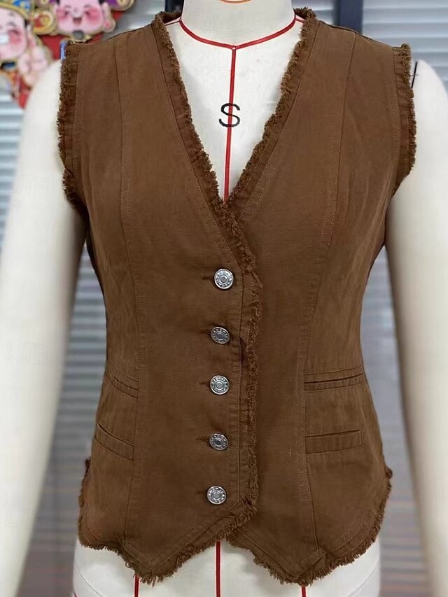 Women's T Shirt Tank Top Tee Top Buttons Plain Fashion