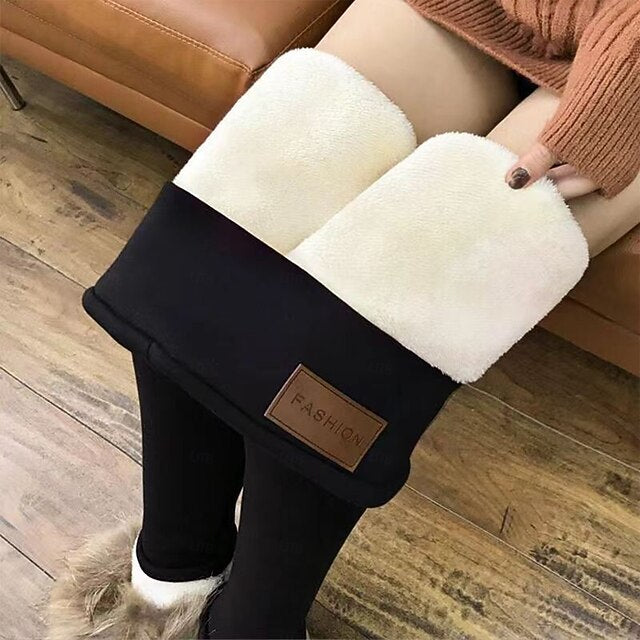 Winter Fleece-Lined Thickened High-Waisted Thermal Pants with