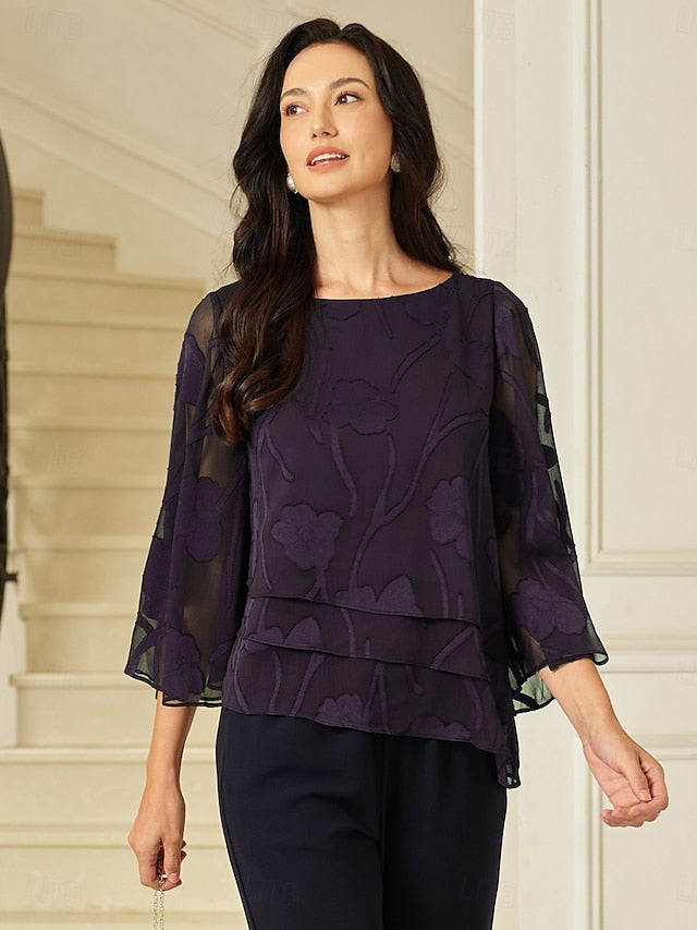 Women's Lace Shirt Blouse Dressy Tops Chiffon Tops