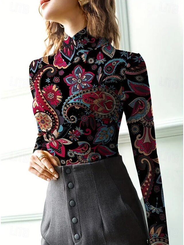 Women's Tunic Floral Elegant Bohemia Vintage Long Sleeve