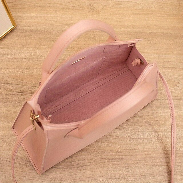 Women's White Faux Leather Handbag with Top Handle and