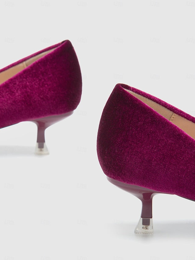 with Velvet Kitten Bow Pearl Women's Pumps Burgundy Heel -
