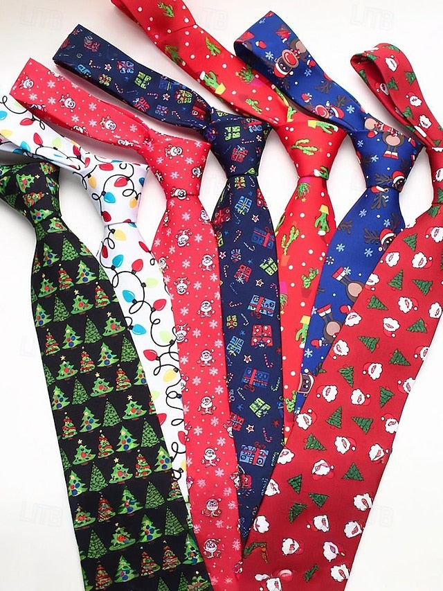 Polyester Tree Tie and Men's Silk – Fun Santa Christmas