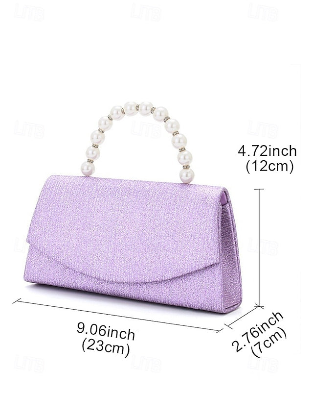 Glitter Pearl Purple Women's Bag with Handle Clutch –