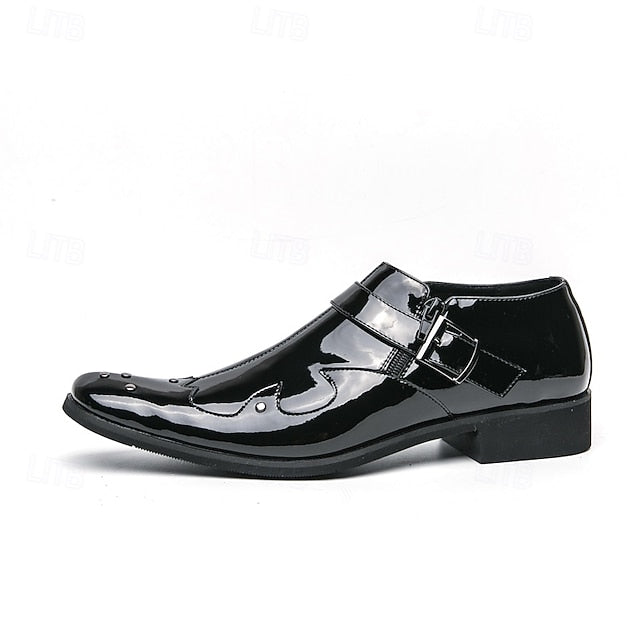 Leather Monk Shoes Men's – Strap Formal Black