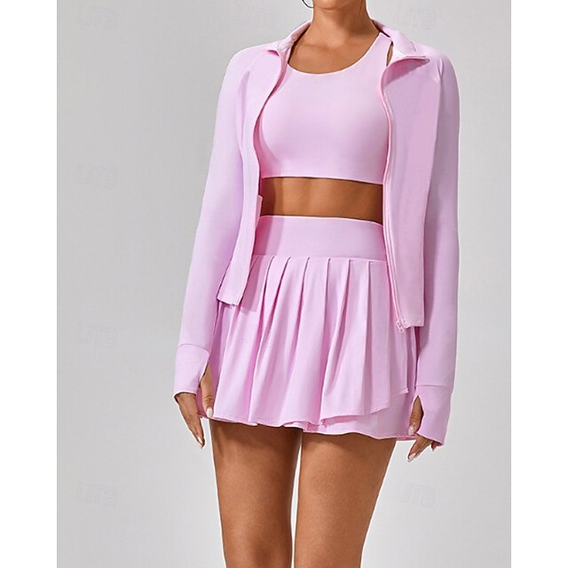 Women's Solid Colored Tennis Set Casual Skirt Tennis Skirts