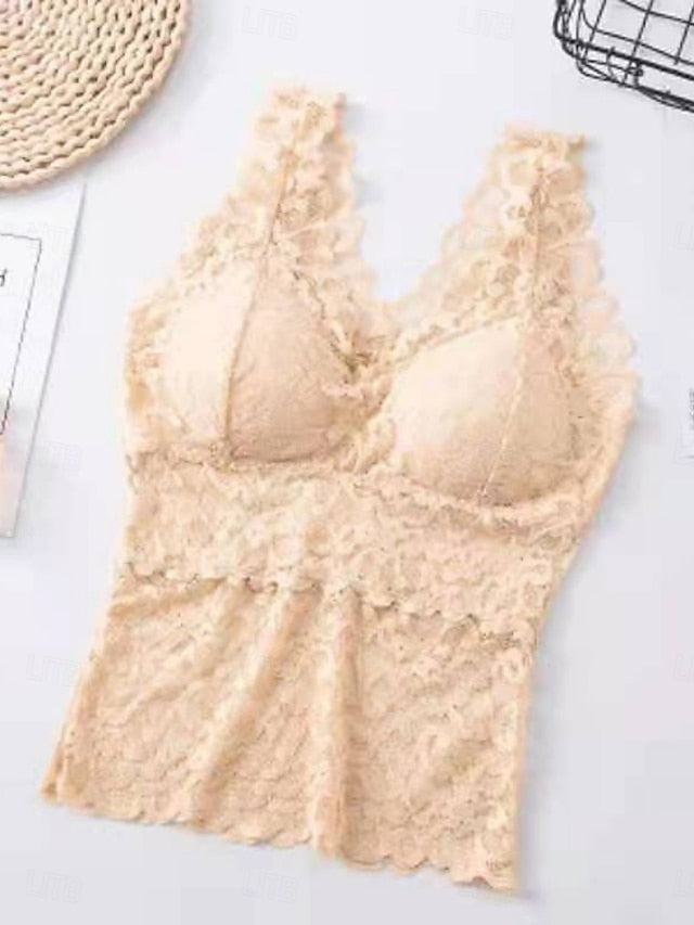 Women's Camisole Tank Top Lace Patchwork Solid Color Daily