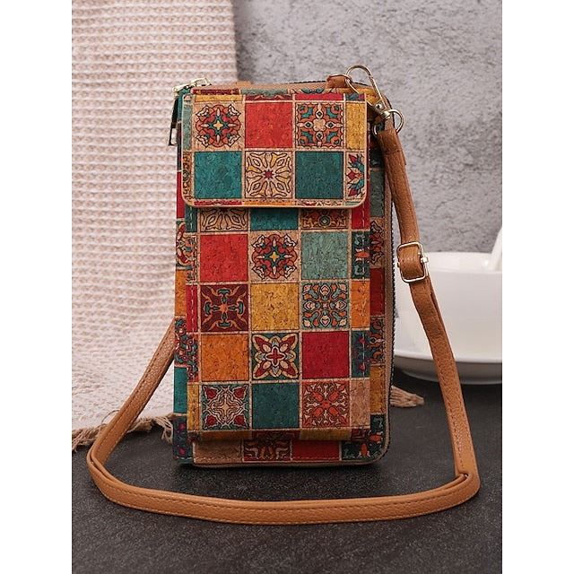 Sac vintage avec bandoulière réglable pour téléphone pour femme style bohème
