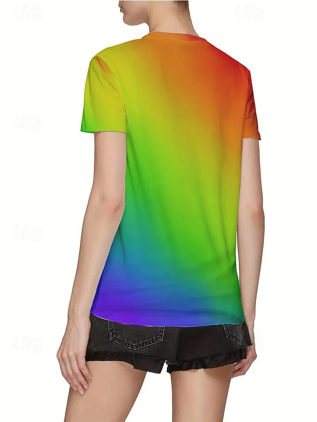 Women's T Shirt Summer Tops Print Graphic Color Gradient
