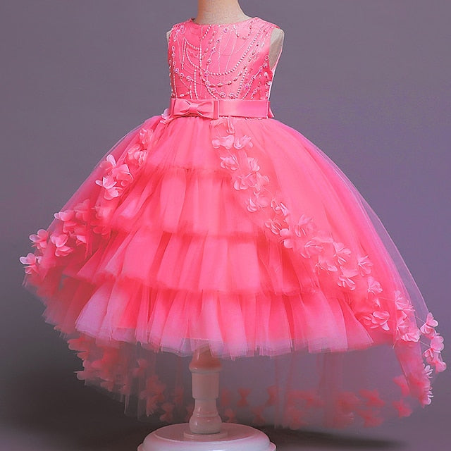 Colored Solid Flower Dress Girl Kids Girls'