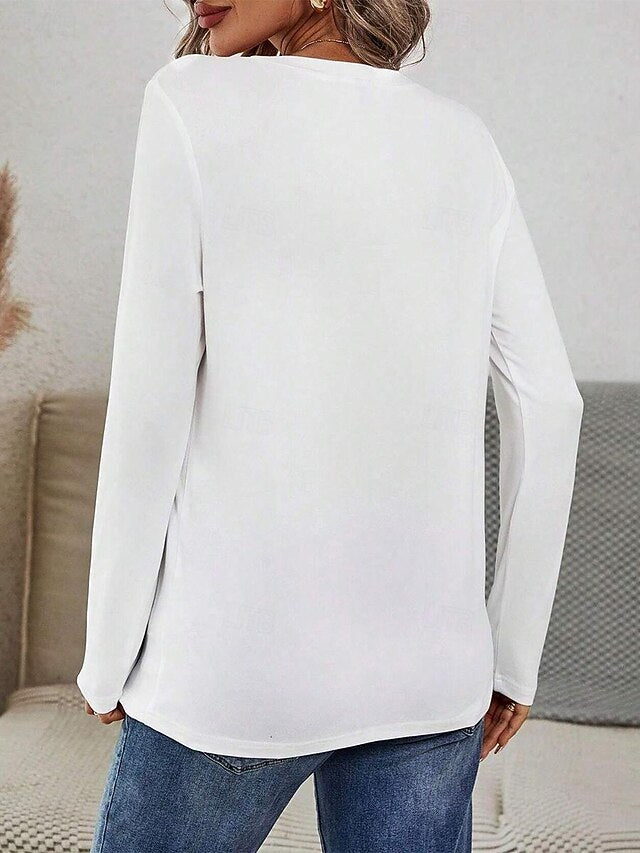 Women's T shirt Long Sleeve Tee 100% Cotton Daily Stylish