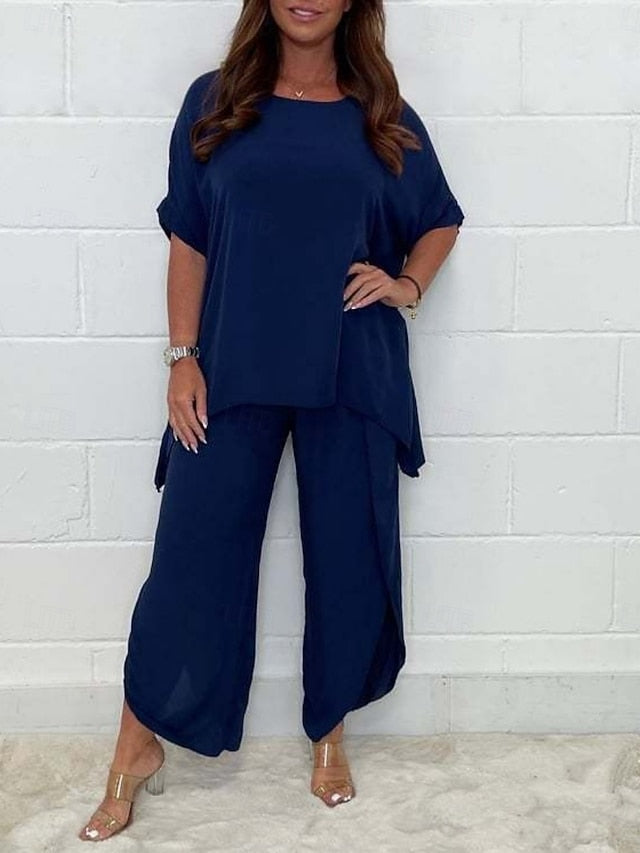 Women's Two Piece Sets Pants Sets Bolero Top Short Sleeve