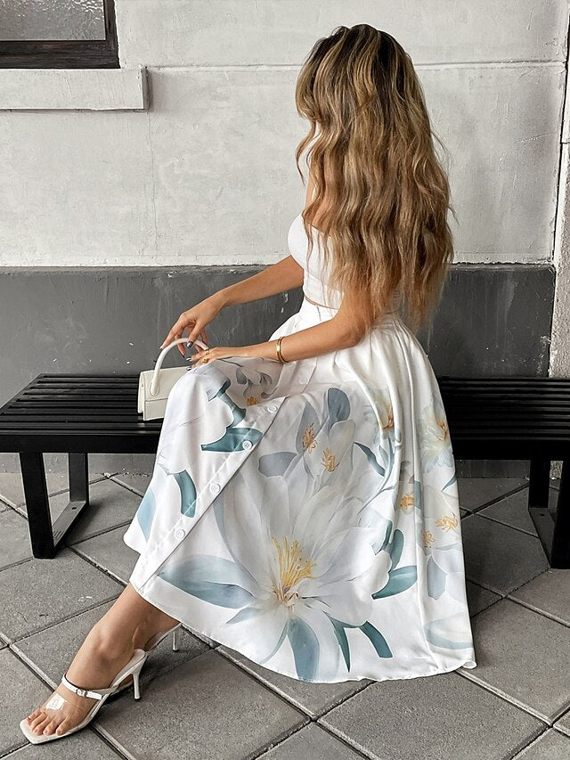 Women's Vacation Skirt Fashion Casual Midi High Waist