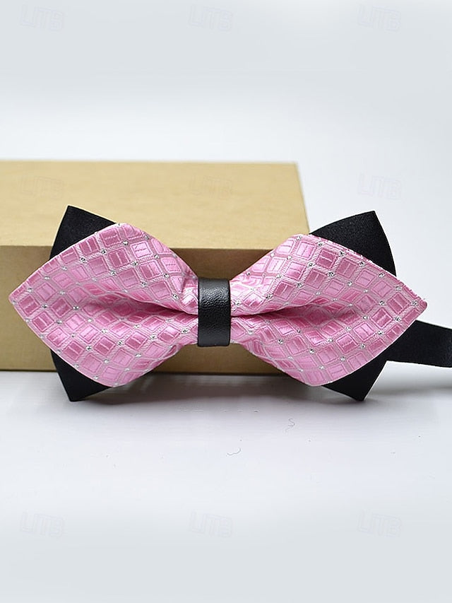 Pattern Tie with Christmas Geometric Bow Men's