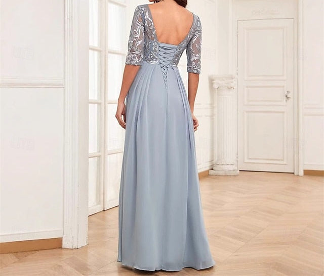 Dress Simple Elegant Bride Neck the Floor Crew Mother of